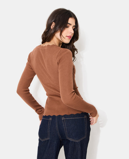 Gilet en maille côtelée avec bords zig-zag - PIMKIE - 6