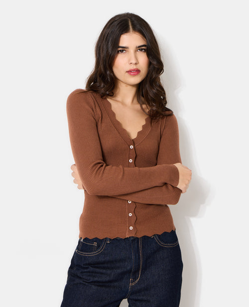 Gilet en maille côtelée avec bords zig-zag - PIMKIE - 7