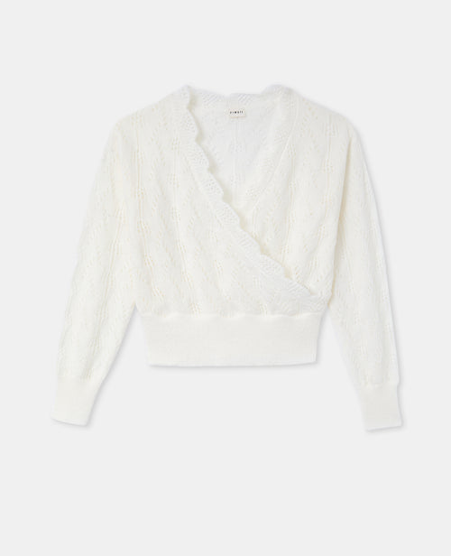 Pull forme cache-cœur en maille ajourée - PIMKIE - 4