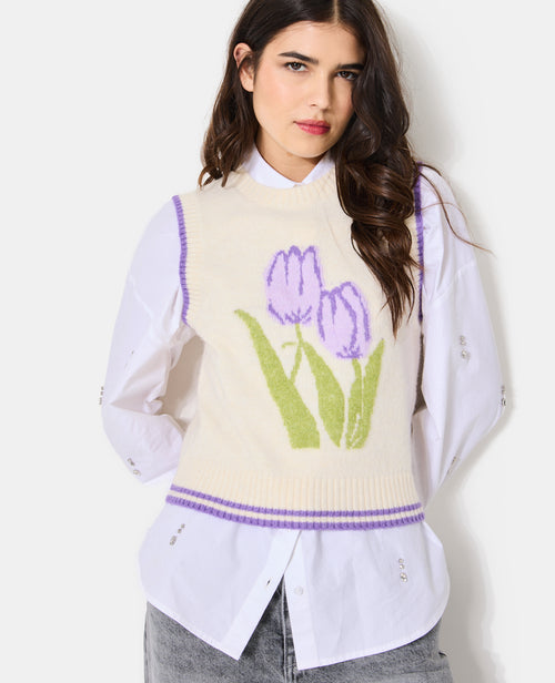Pull sans manches avec tulipes - PIMKIE - 2