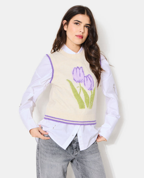 Pull sans manches avec tulipes - PIMKIE - 5