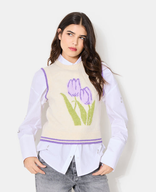 Pull sans manches avec tulipes - PIMKIE - 1
