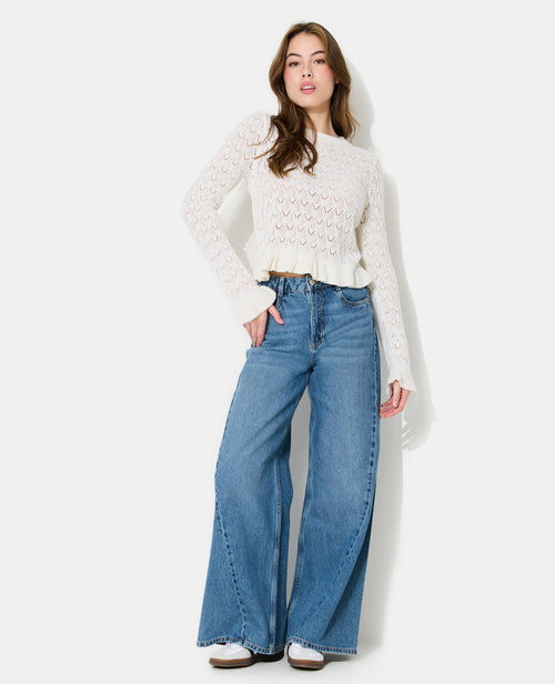 Pull en maille ajourée avec petits volants - PIMKIE - 3