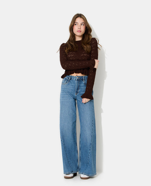 Pull en maille ajourée avec petits volants - PIMKIE - 3