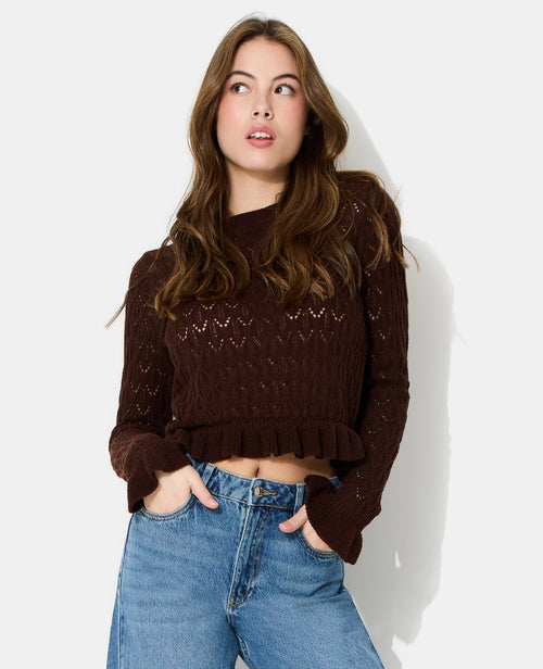 Pull en maille ajourée avec petits volants - PIMKIE - 5