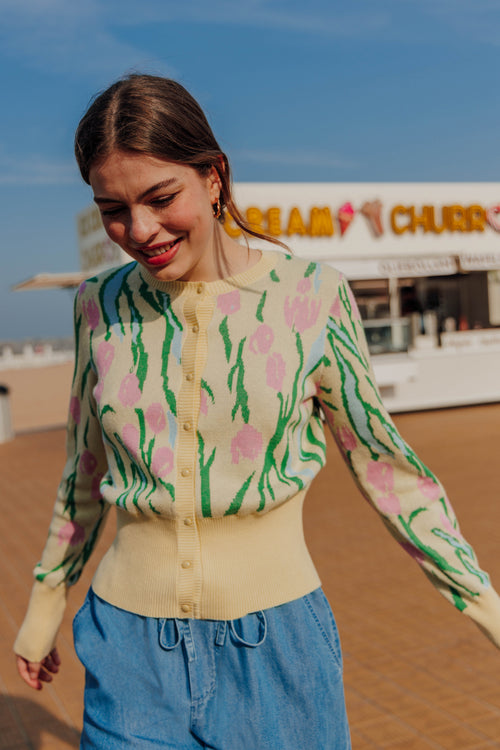 Gilet motif tulipes - PIMKIE - 1