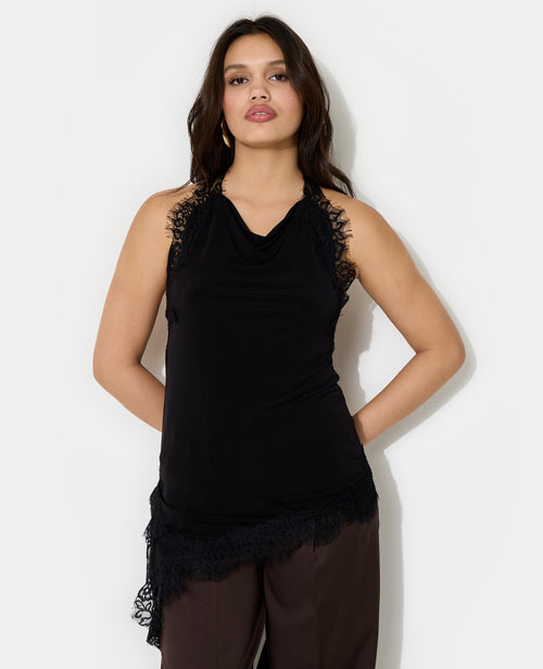 Top asymétrique dos-nu avec dentelle - PIMKIE - 1