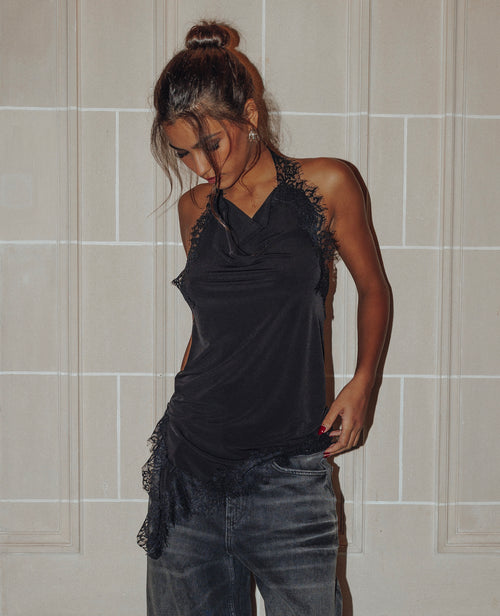 Top asymétrique dos-nu avec dentelle - PIMKIE - 1