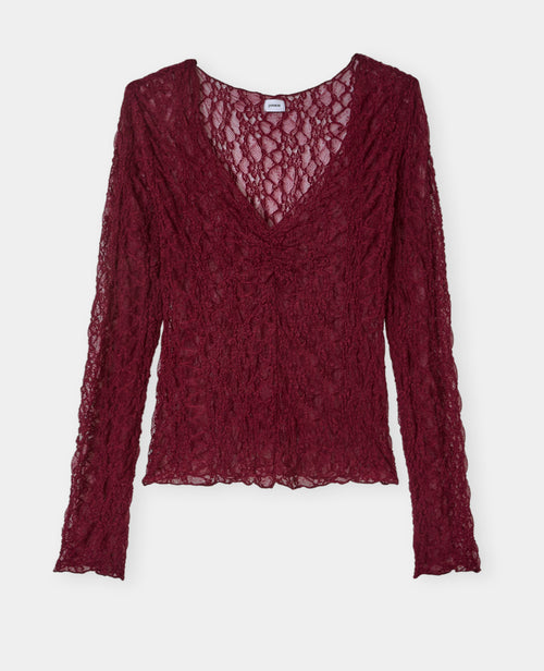 Top en dentelle col V avec fronces - PIMKIE - 4