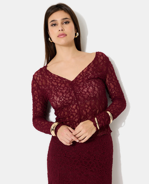 Top en dentelle col V avec fronces - PIMKIE - 5