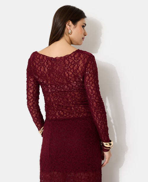 Top en dentelle col V avec fronces - PIMKIE - 6