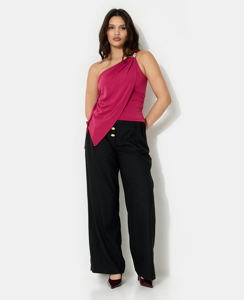 Top asymétrique avec détail bijou et drapés - PIMKIE - 3