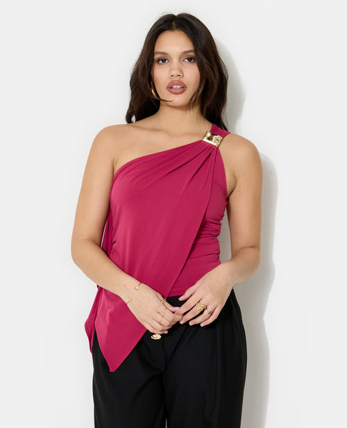 Top asymétrique avec détail bijou et drapés - PIMKIE - 5