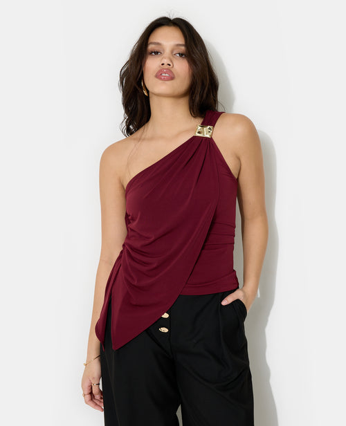 Top asymétrique avec détail bijou et drapés - PIMKIE - 1