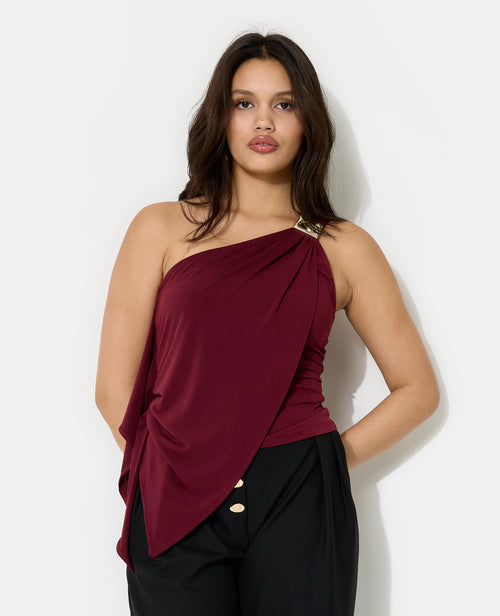 Top asymétrique avec détail bijou et drapés - PIMKIE - 5