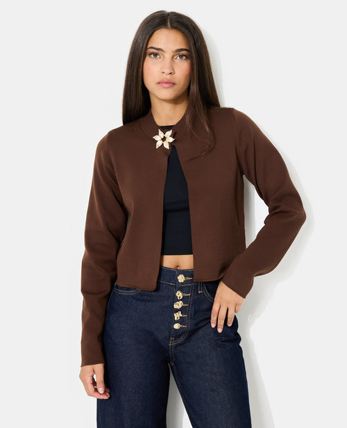Gilet court avec 1 pression et détail bijou - PIMKIE - 1
