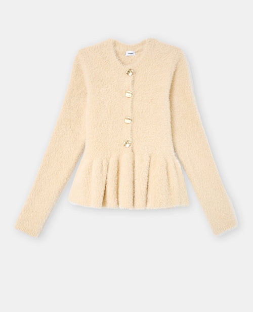 Gilet peplum en maille poilue avec boutons dorés - PIMKIE - 4