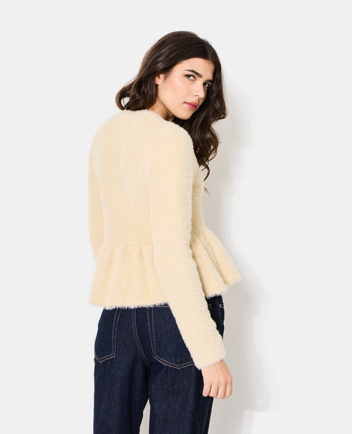 Gilet peplum en maille poilue avec boutons dorés - PIMKIE - 6