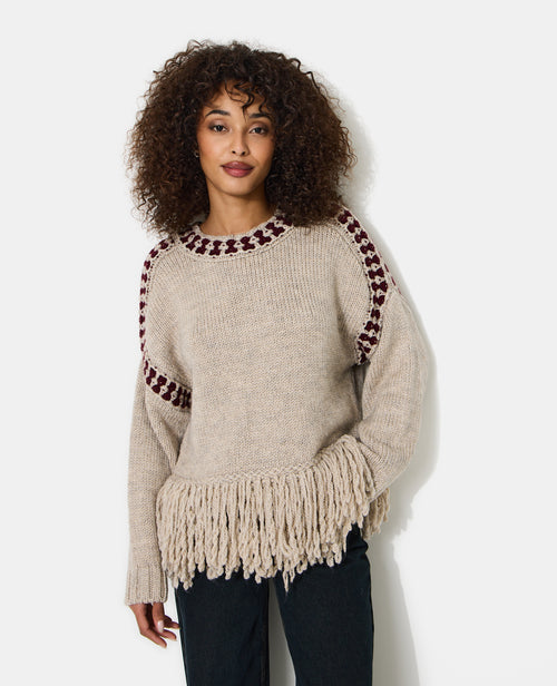 Pull avec franges et détails contrastés - PIMKIE - 1