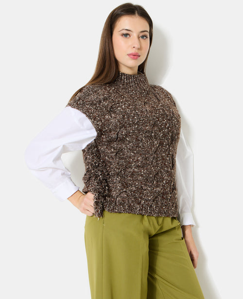 Pull sans manches avec maille torsadée - PIMKIE - 1