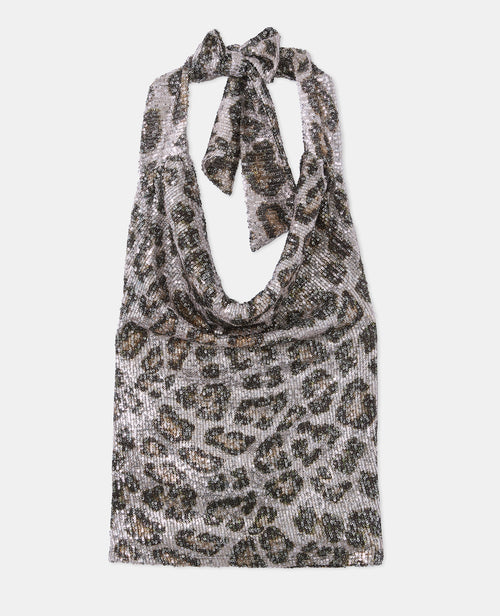 Top dos-nu motif léopard avec sequins - PIMKIE - 4