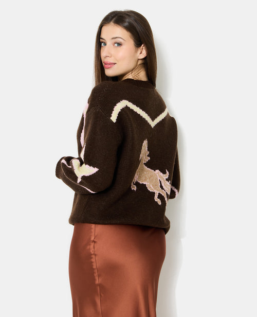 Pull col rond avec motifs fer à cheval, santiag, cheval - PIMKIE - 1