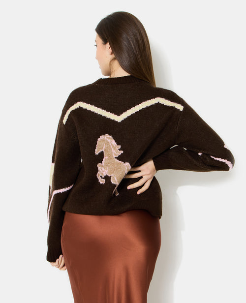 Pull col rond avec motifs fer à cheval, santiag, cheval - PIMKIE - 6