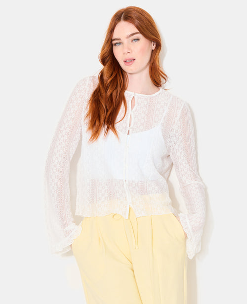 Top en dentelle avec manches flare - PIMKIE - 1