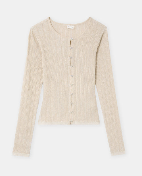 Gilet maille fine et côtelée avec lurex - PIMKIE - 4