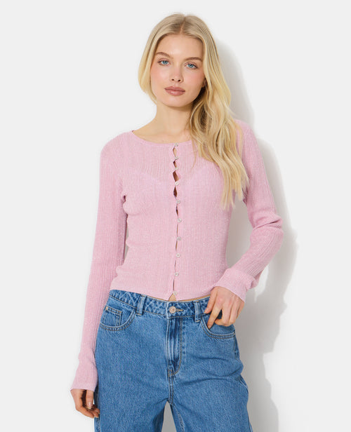 Gilet maille fine et côtelée avec lurex - PIMKIE - 1