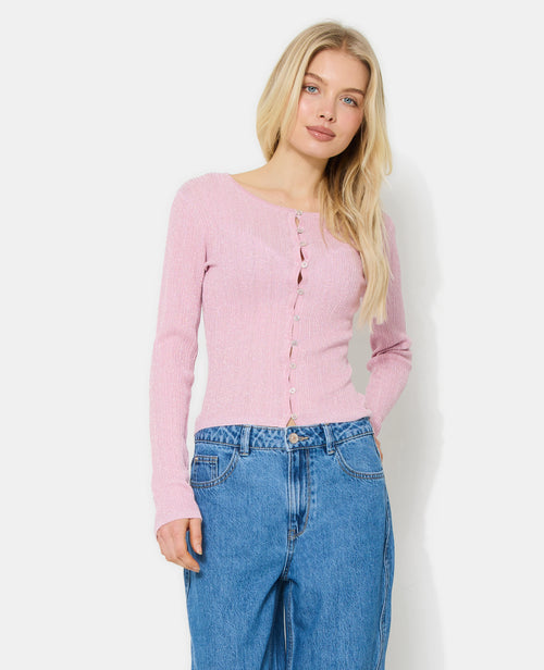 Gilet maille fine et côtelée avec lurex - PIMKIE - 5