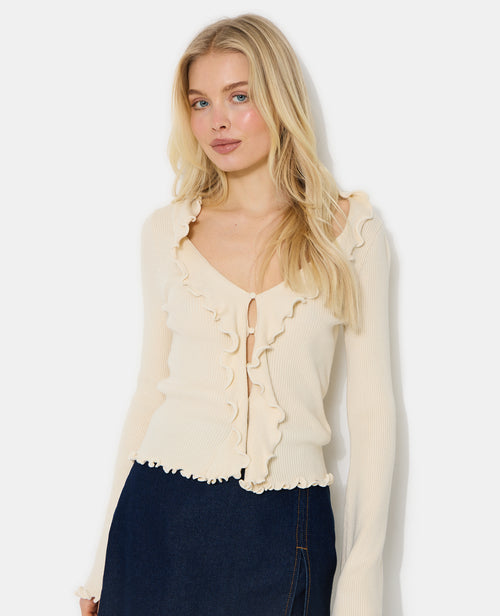 Gilet maille côtelée avec volants et bords ondulés - PIMKIE - 1
