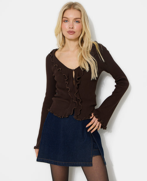 Gilet maille côtelée avec volants et bords ondulés - PIMKIE - 1