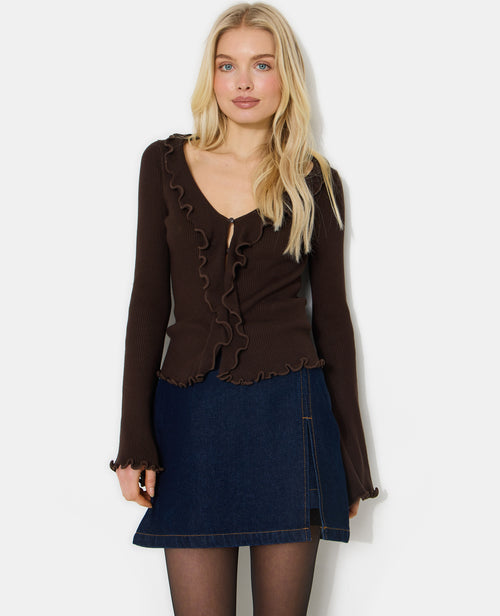 Gilet maille côtelée avec volants et bords ondulés - PIMKIE - 5