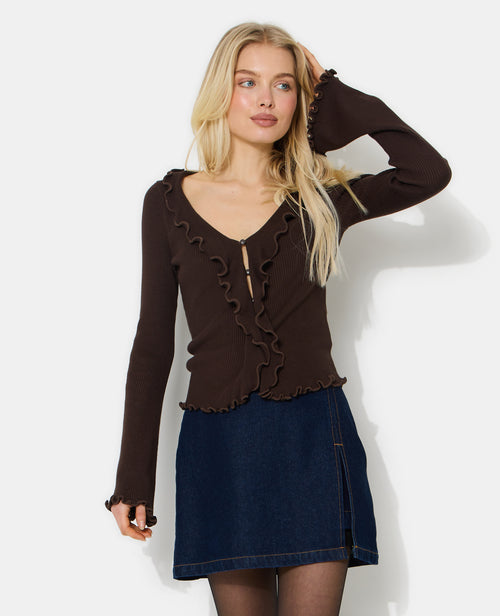 Gilet maille côtelée avec volants et bords ondulés - PIMKIE - 1