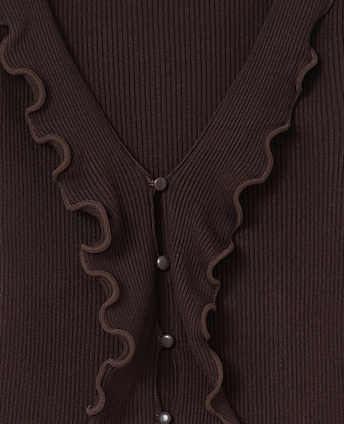 Gilet maille côtelée avec volants et bords ondulés - PIMKIE - 8