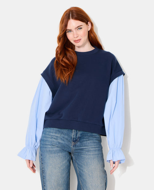 Sweat avec manches chemise effet 2 en 1 - PIMKIE - 1