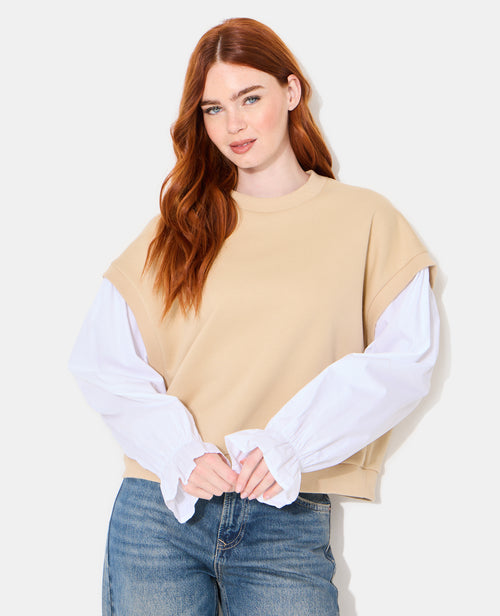 Sweat avec manches chemise effet 2 en 1 - PIMKIE - 1