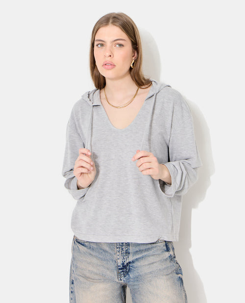 T-shirt manches longues en tissu doux avec capuche - PIMKIE - 1