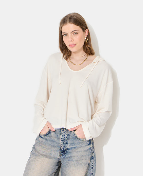 T-shirt manches longues en tissu doux avec capuche - PIMKIE - 1