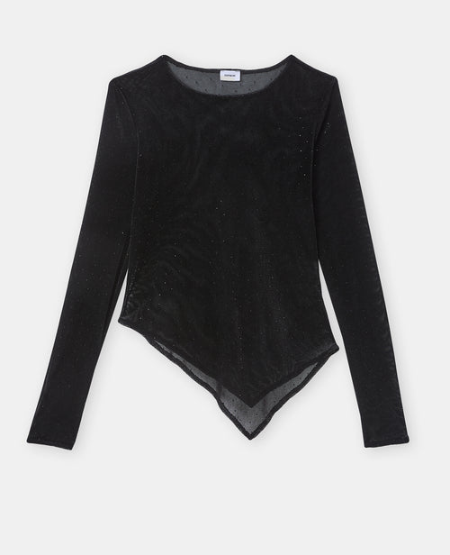 Top asymétrique en résille et velours avec strass - PIMKIE - 4