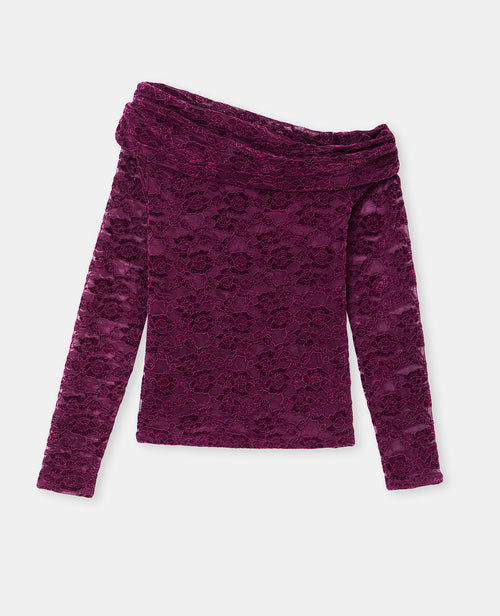 Top asymétrique en résille avec fleurs velours - PIMKIE - 4