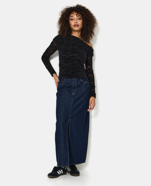 Top asymétrique en résille avec fleurs velours - PIMKIE - 3