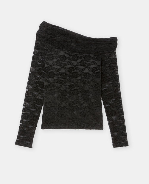 Top asymétrique en résille avec fleurs velours - PIMKIE - 4