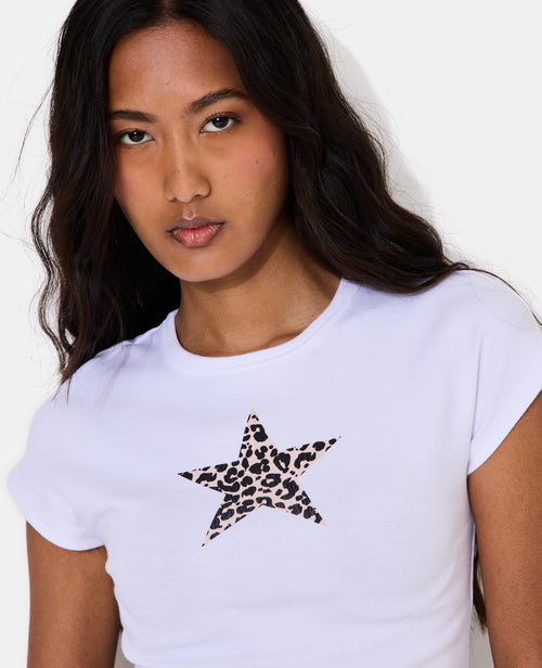 T-shirt ajusté col rond avec étoile motif léopard - PIMKIE - 2