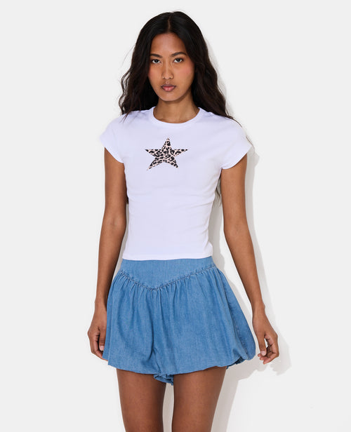 T-shirt ajusté col rond avec étoile motif léopard - PIMKIE - 5
