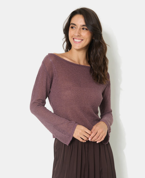 Pull en maille légère et transparente manches flare - PIMKIE - 5