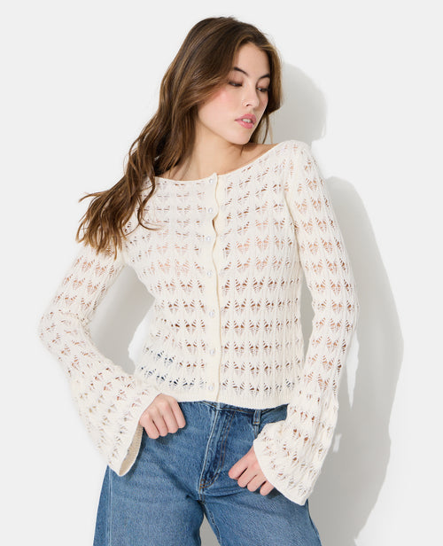 Gilet en maille ajourée avec boutons perles - PIMKIE - 1