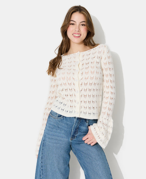 Gilet en maille ajourée avec boutons perles - PIMKIE - 5