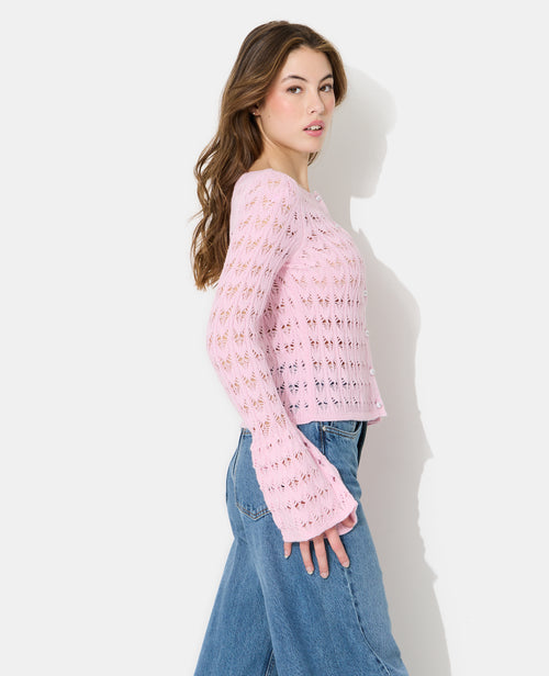 Gilet en maille ajourée avec boutons perles - PIMKIE - 2